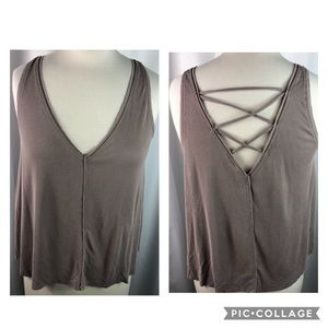 Lucky Brand Dusty Rose Tan Cross Strap Tank
